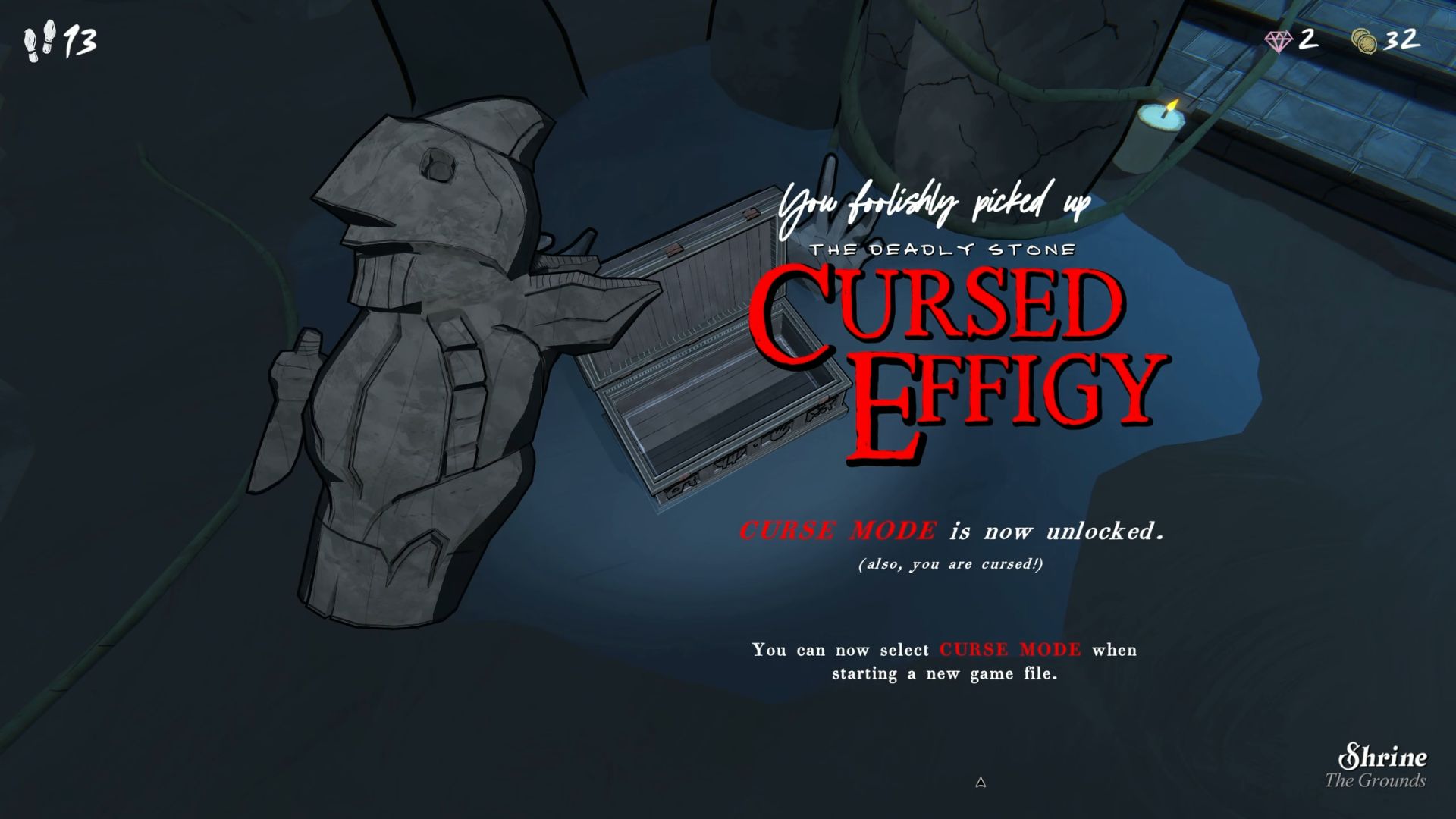 Obtaining the Cursed Effigy will unlock Curse Mode. (Image via Raw Fury)
