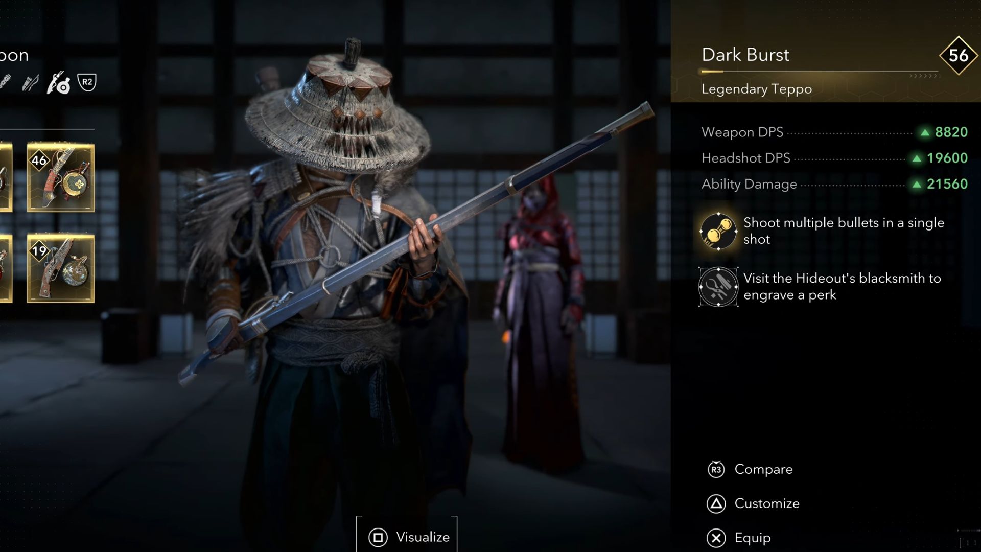 Dark Burst Teppo allows you to shoot multiple bullets in a single shot