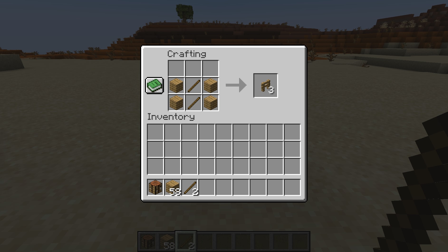 Fence crafting recipe (Image via Mojang)