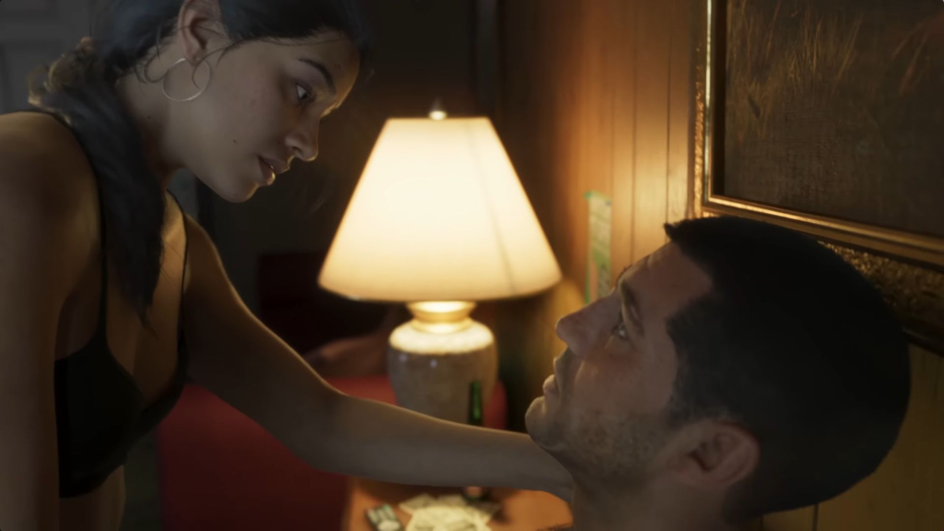 Perhaps Jason could be a former cop who is now helping Lucia commit crimes for money. (Image via Rockstar Games)