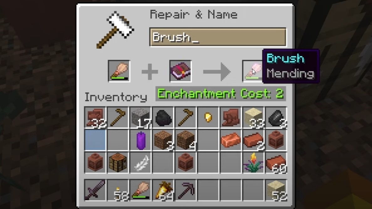 Apply Mending using an anvil (Image via Mojang)