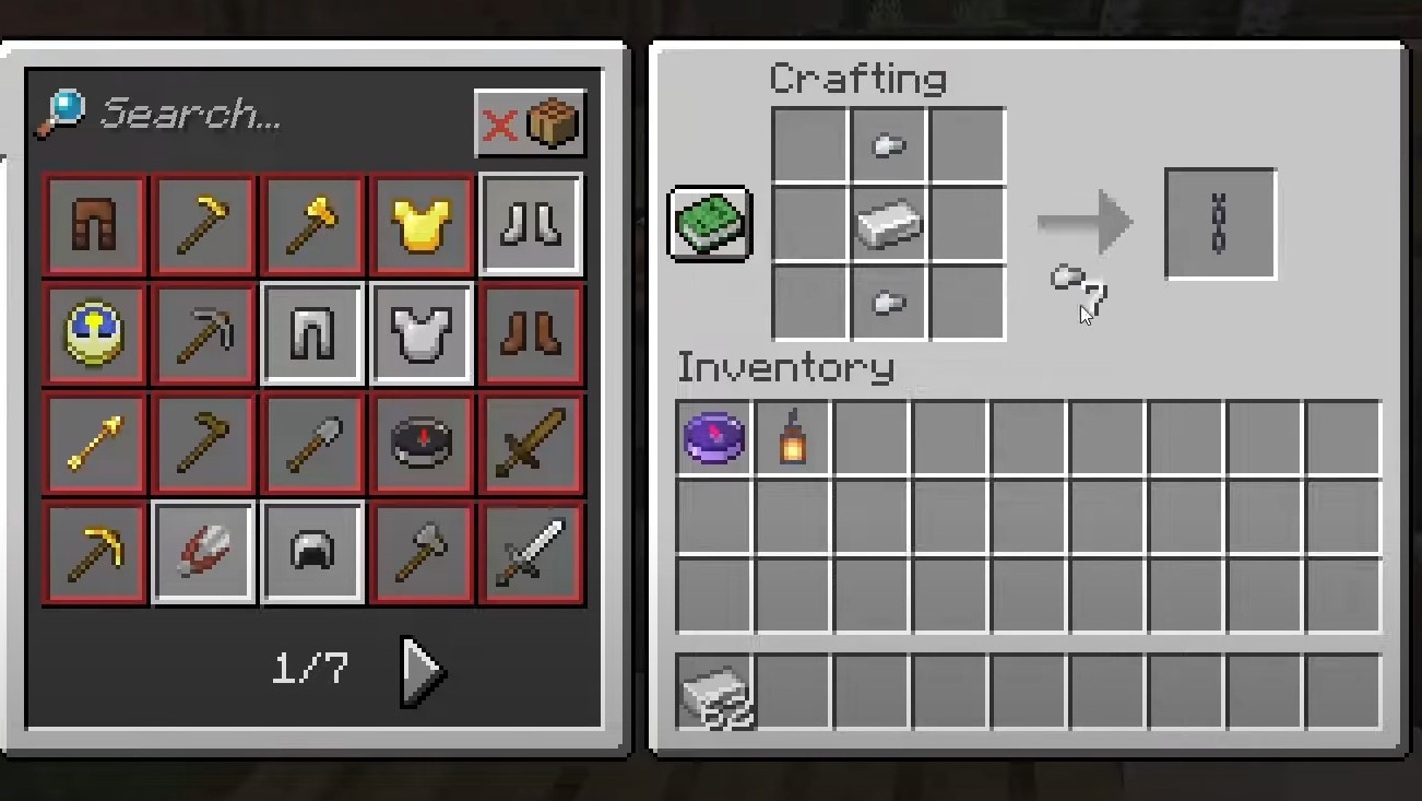 Chain crafting recipe (Image via Mojang)