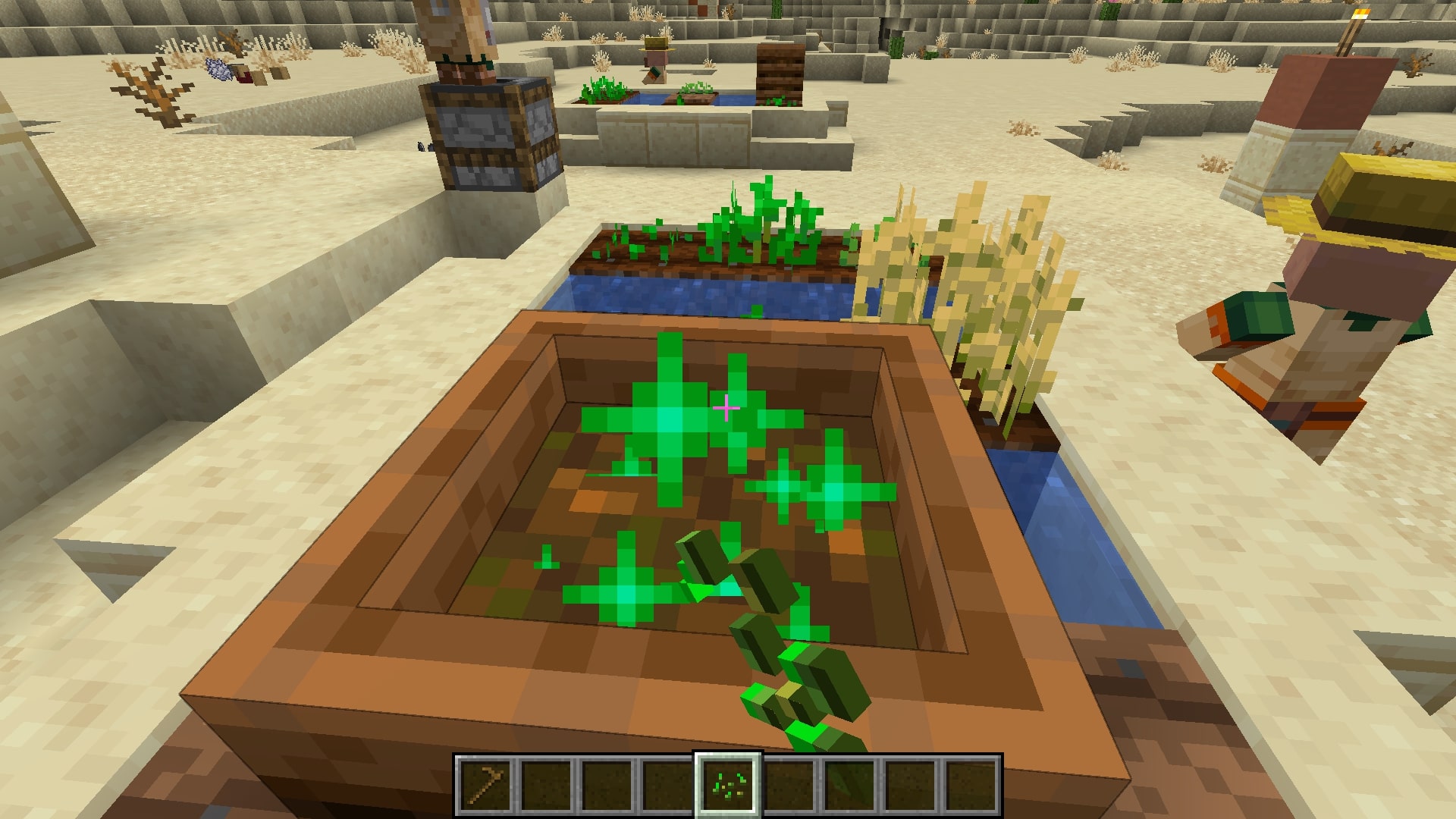 Right-clicking composter with wheat seeds (Image via Mojang)
