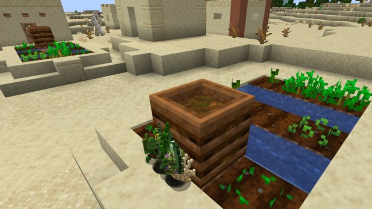 Composter in a village (Image via Mojang)