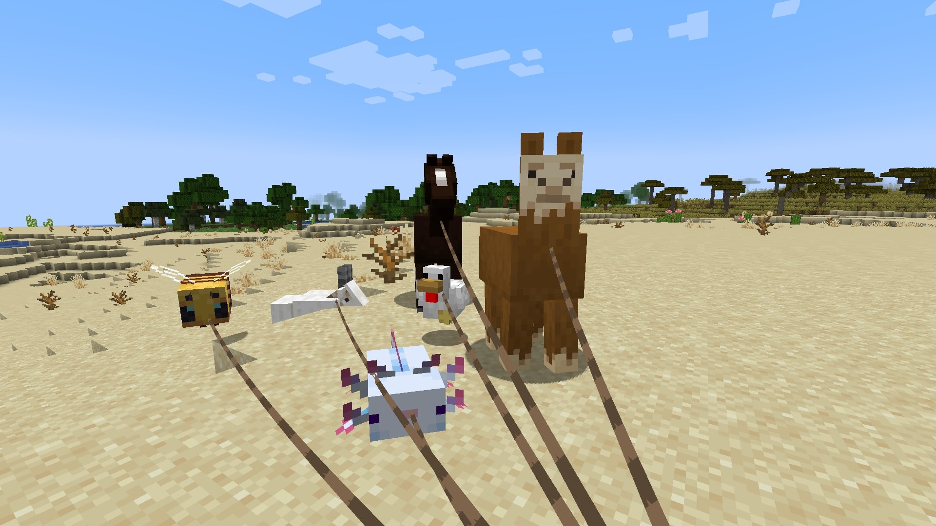 Using leads on multiple mobs (Image via Mojang)