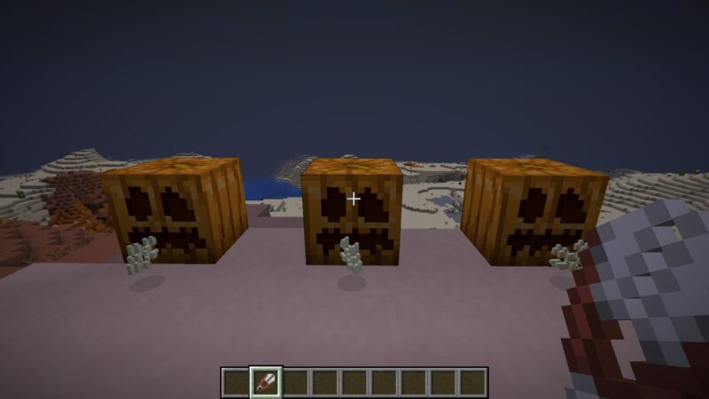Carved pumpkins will drop four pumpkin seeds (Image via Mojang)