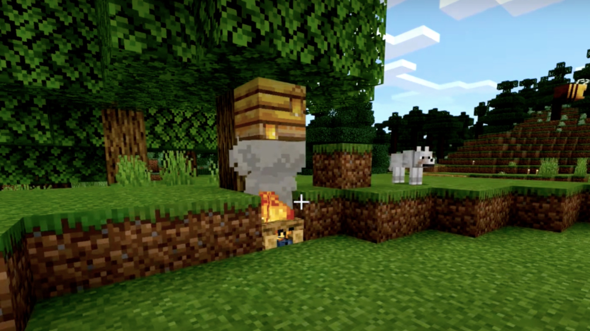 Use a Campfire to avoid the bees (Image via Mojang Studios)