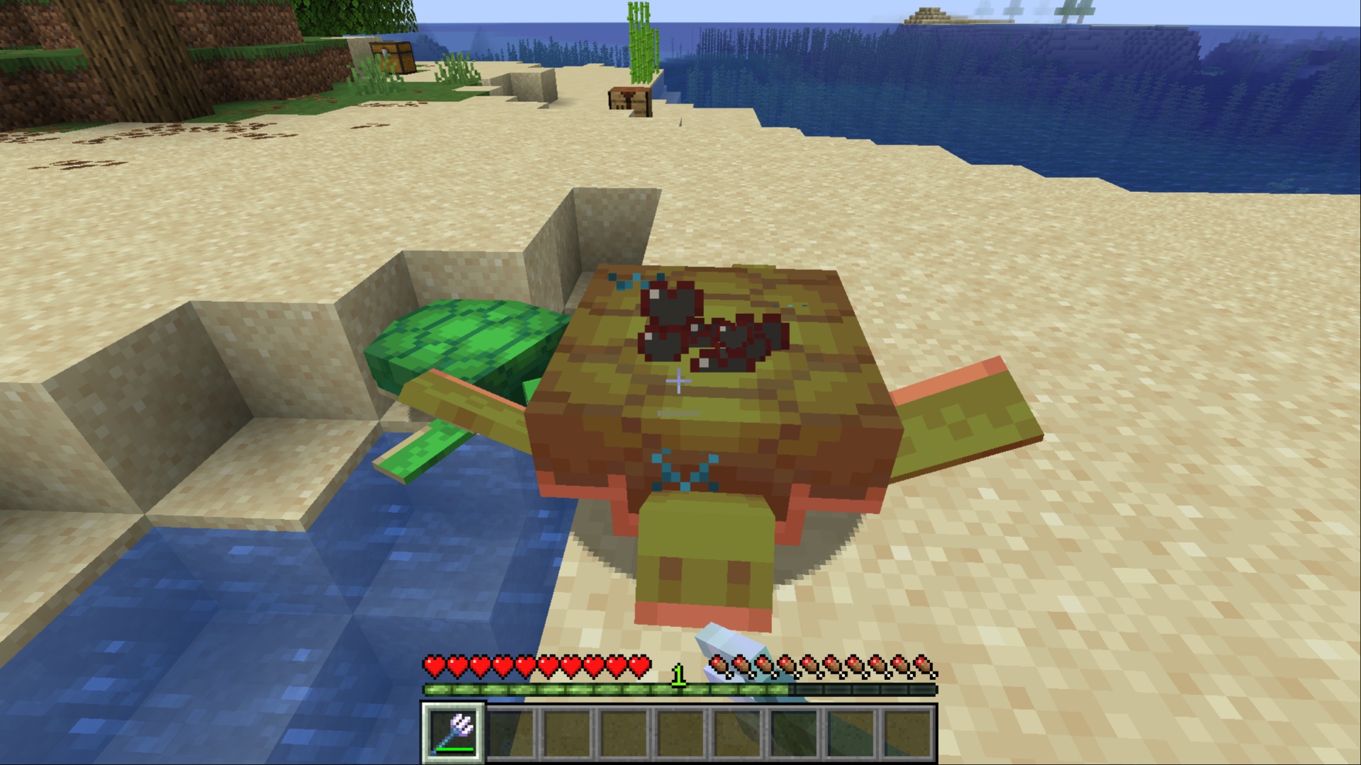 Killing an aquatic mob with Impaling in Minecraft (Image via Mojang Studios)