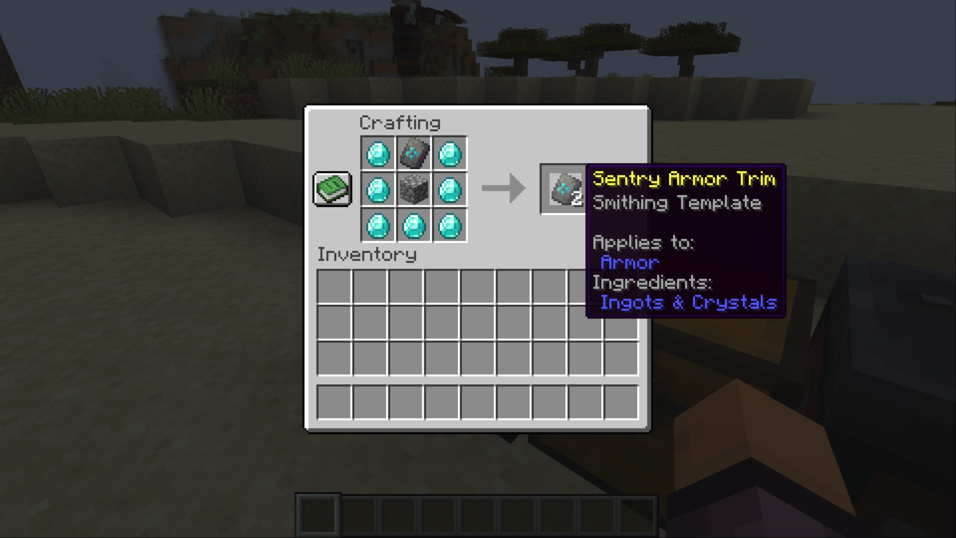 Crafting Recipe for Sentry Armor Trim in Minecraft (Image via Mojang Studios)