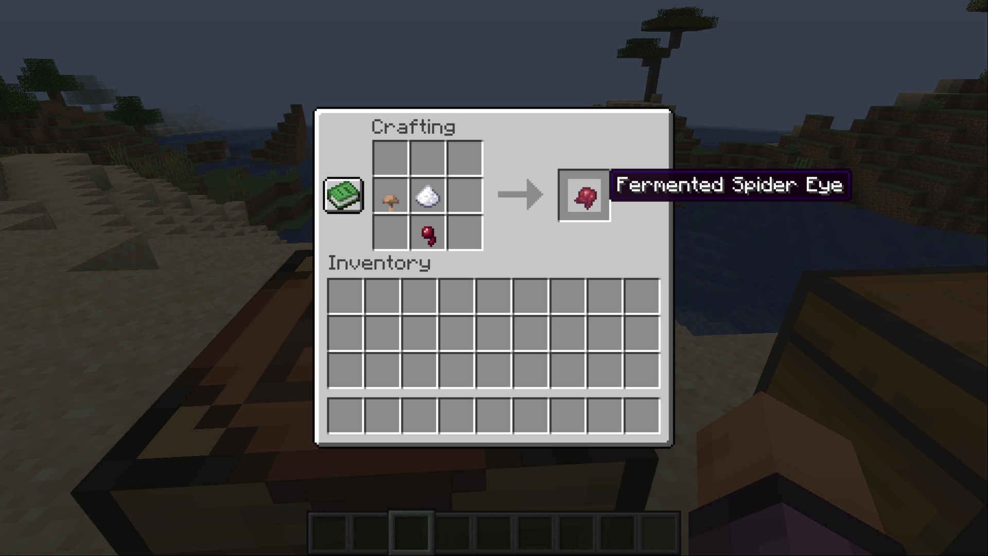 Crafting a Fermented Spider Eye (Image via Mojang Studios)