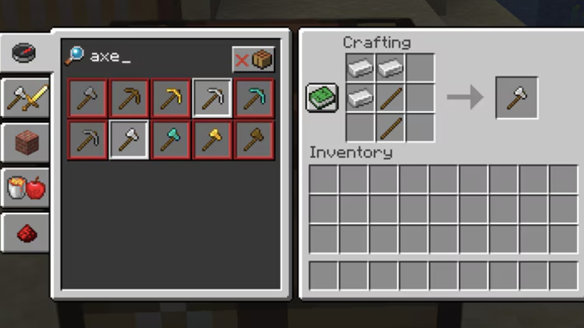 Recipe for Stone Axe (Image via Mojang Studios)