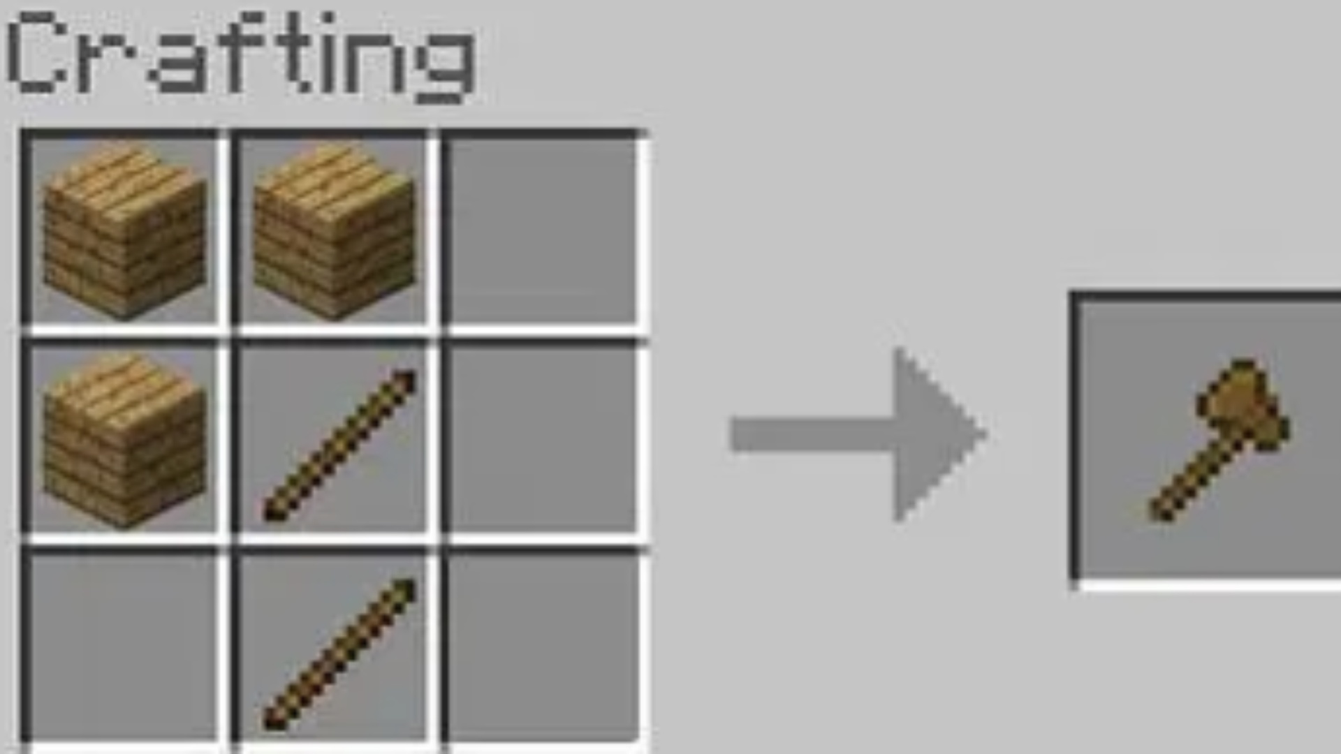Use this image to place the ingredients in the correct manner to craft a Wood Axe (Image via Mojang Studios)