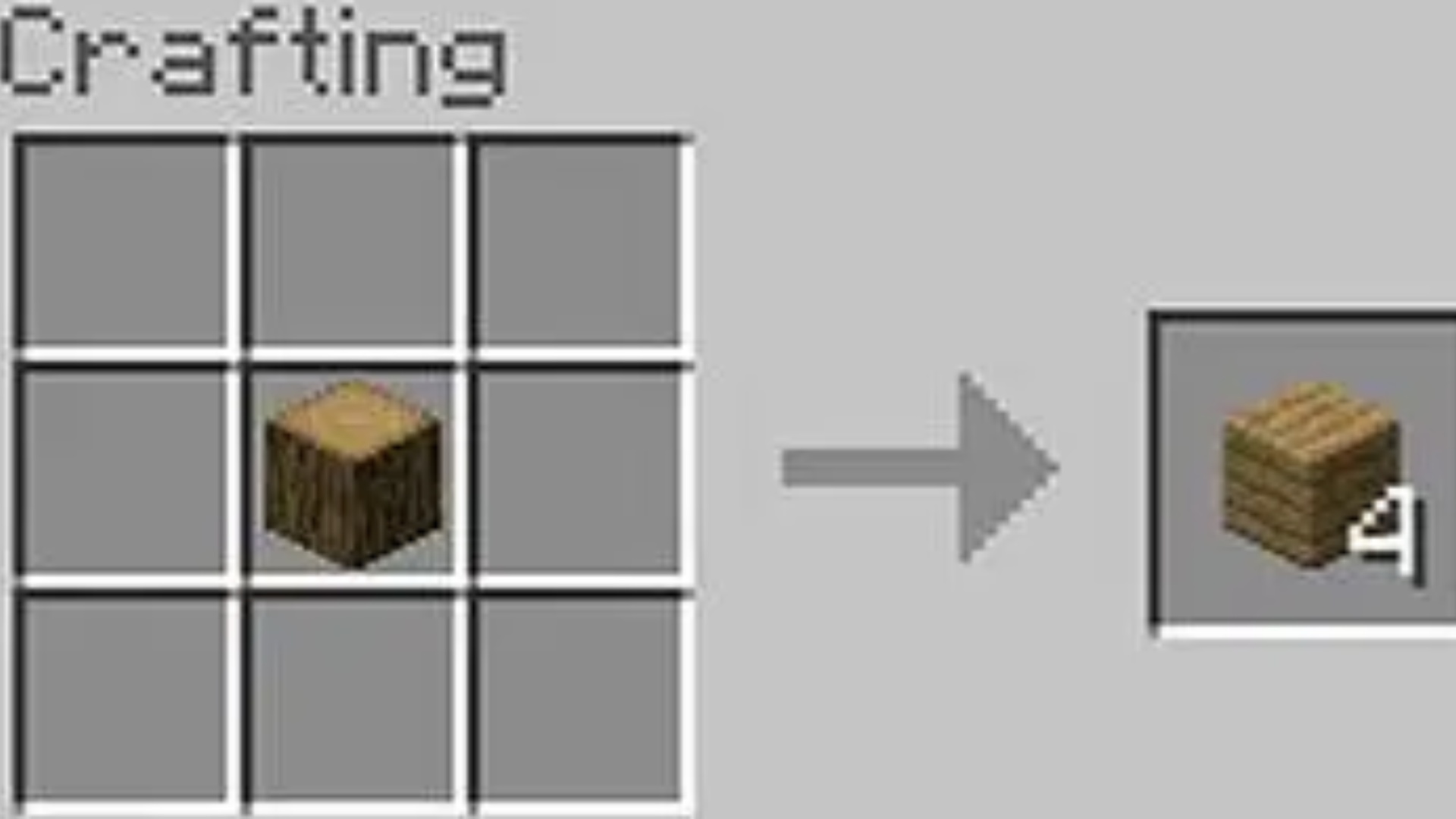 You can use a wooden log to craft four wooden planks (Image via Mojang Studios)