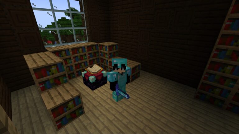 Best Enchanting Table setup in Minecraft (Image via Mojang Studios)
