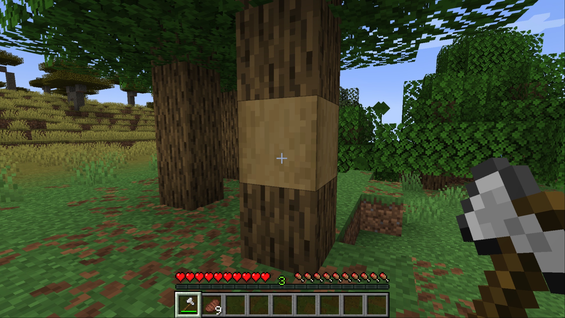 Use your axe to get stripped logs (Image via Mojang Studios)