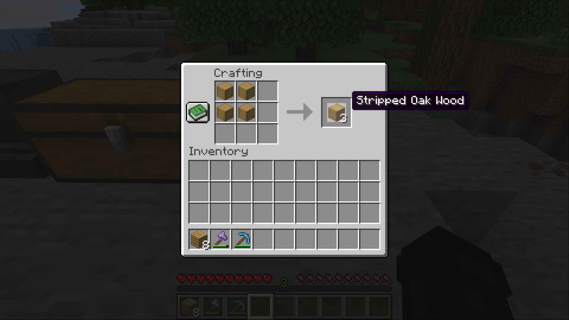 Four logs make three wood (Image via Mojang Studios)