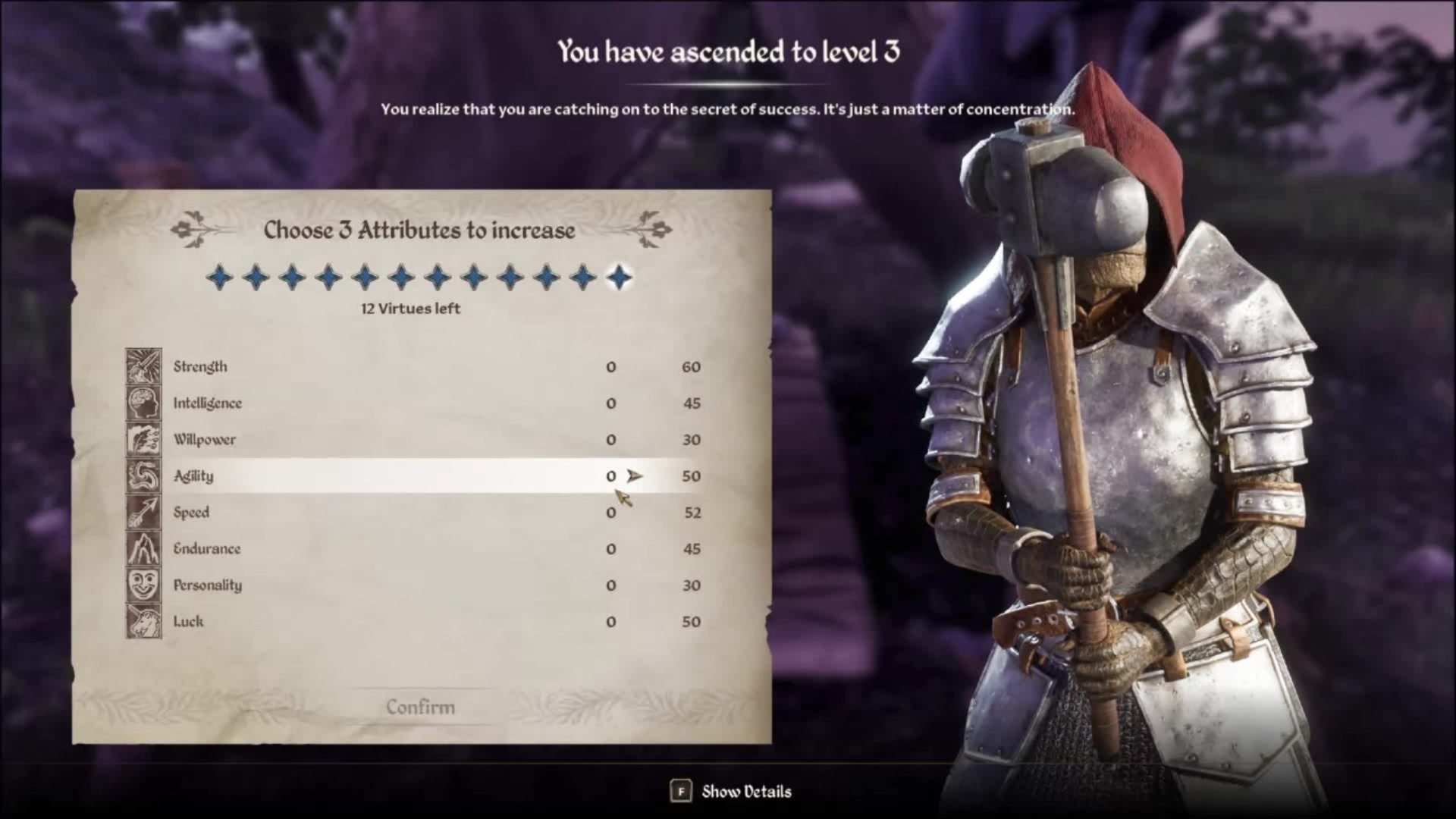 Allocate stats after you level up (Image via Bethesda Softworks)