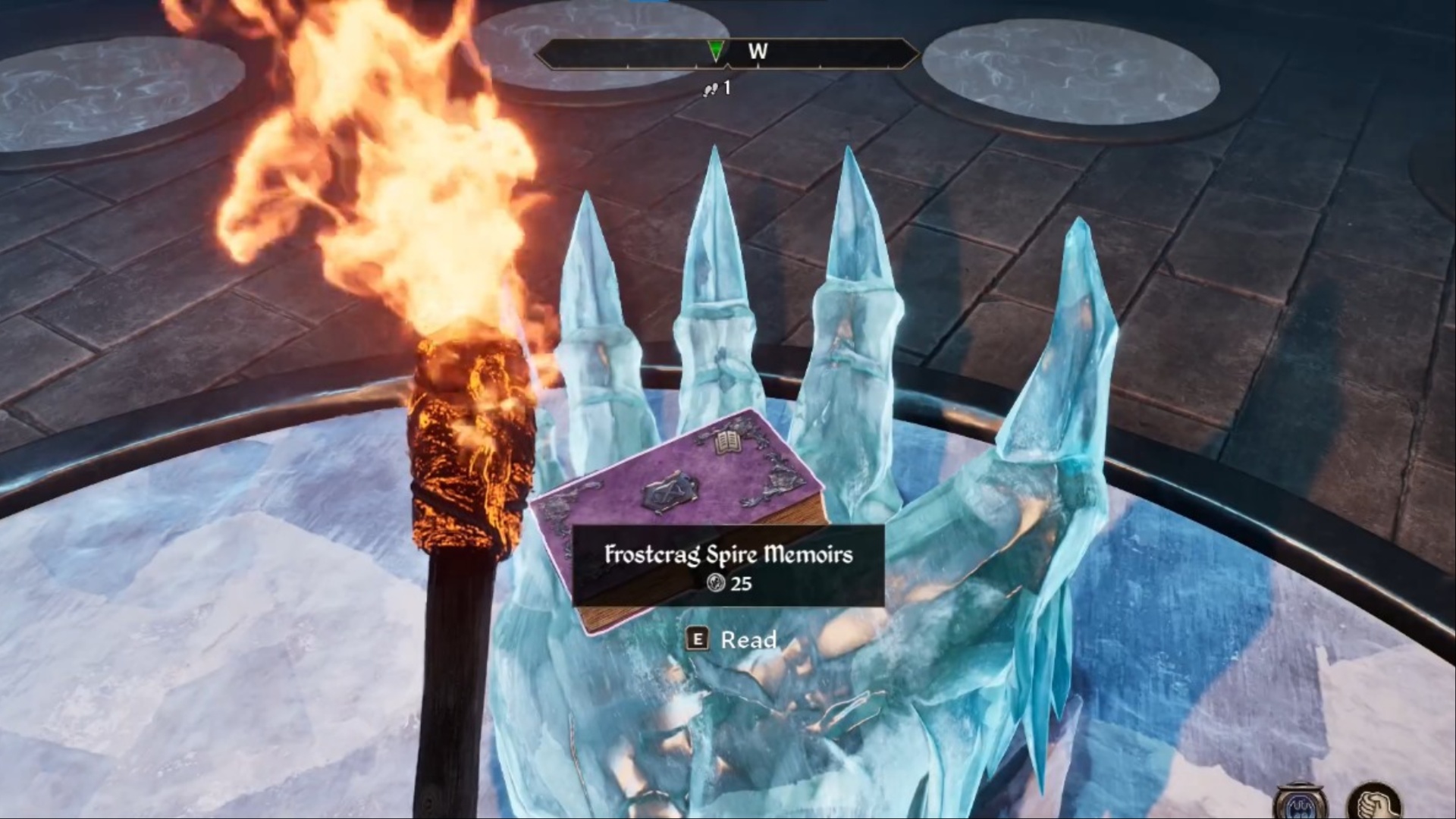 Pick the book up to unlock the rest of the Frostcrag Spire (Image via Bethesda Softworks | YouTube@Mon Facts)