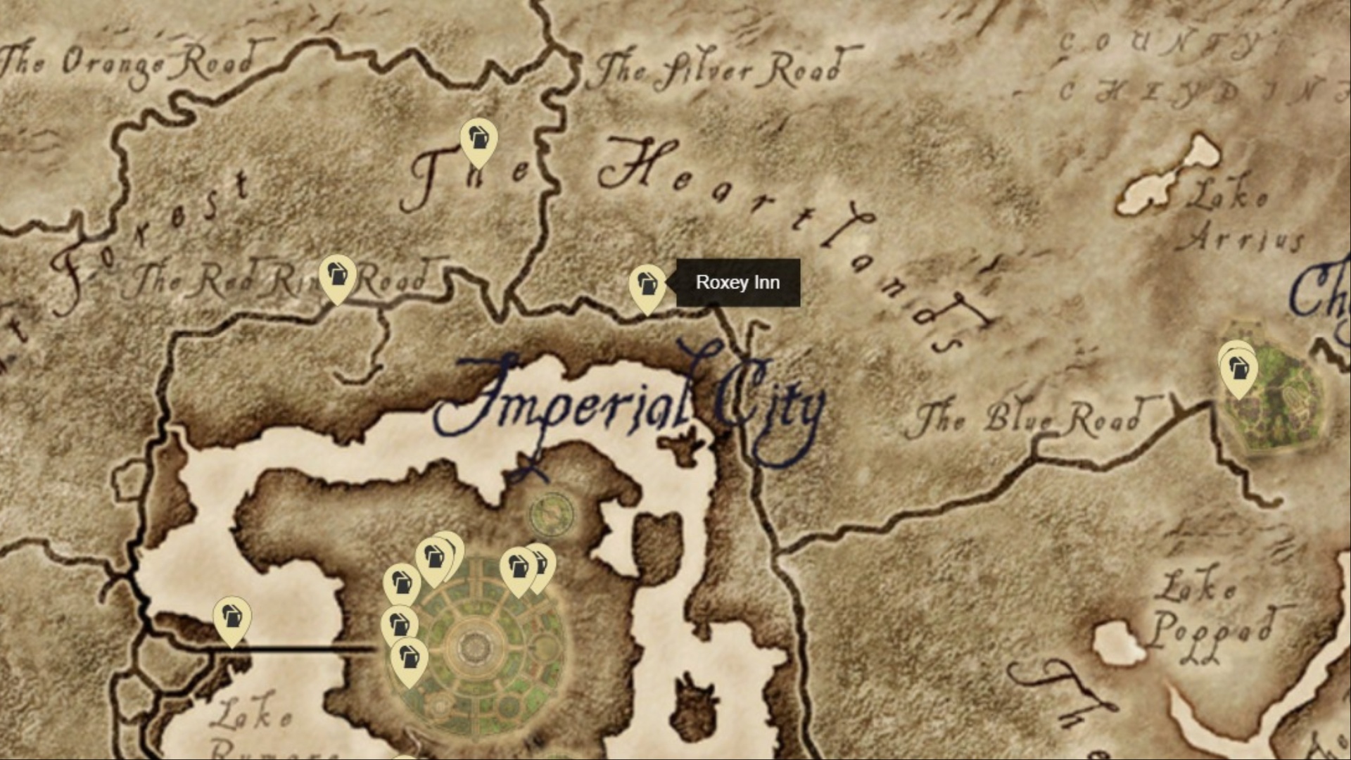 Location of the Roxey Inn (Image via Bethesda Softworks)