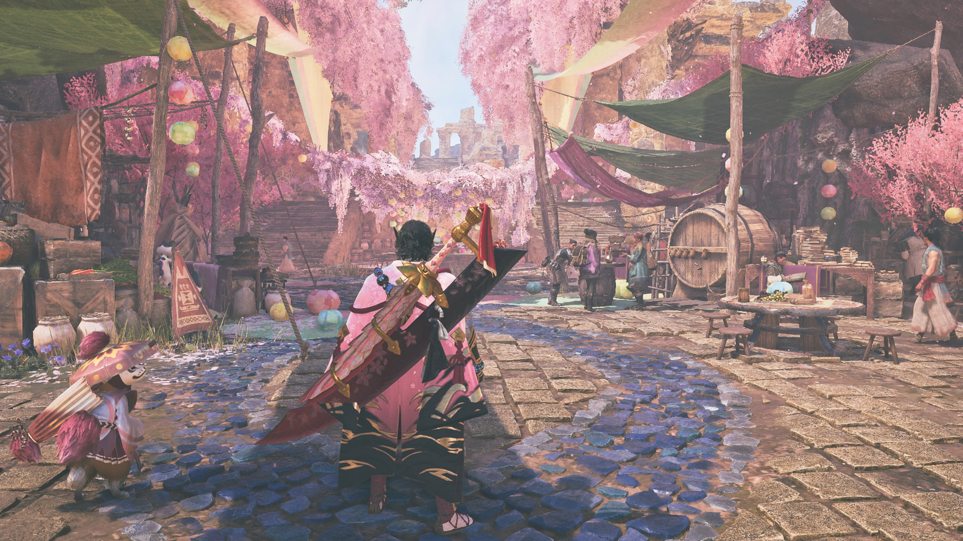 Grand Hub decorations during the Blossomdance event (Image via Capcom)