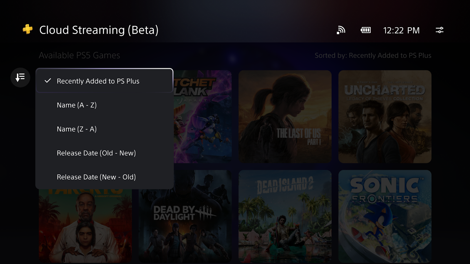 Sort your games easily (Image via Sony Interactive Entertainment)