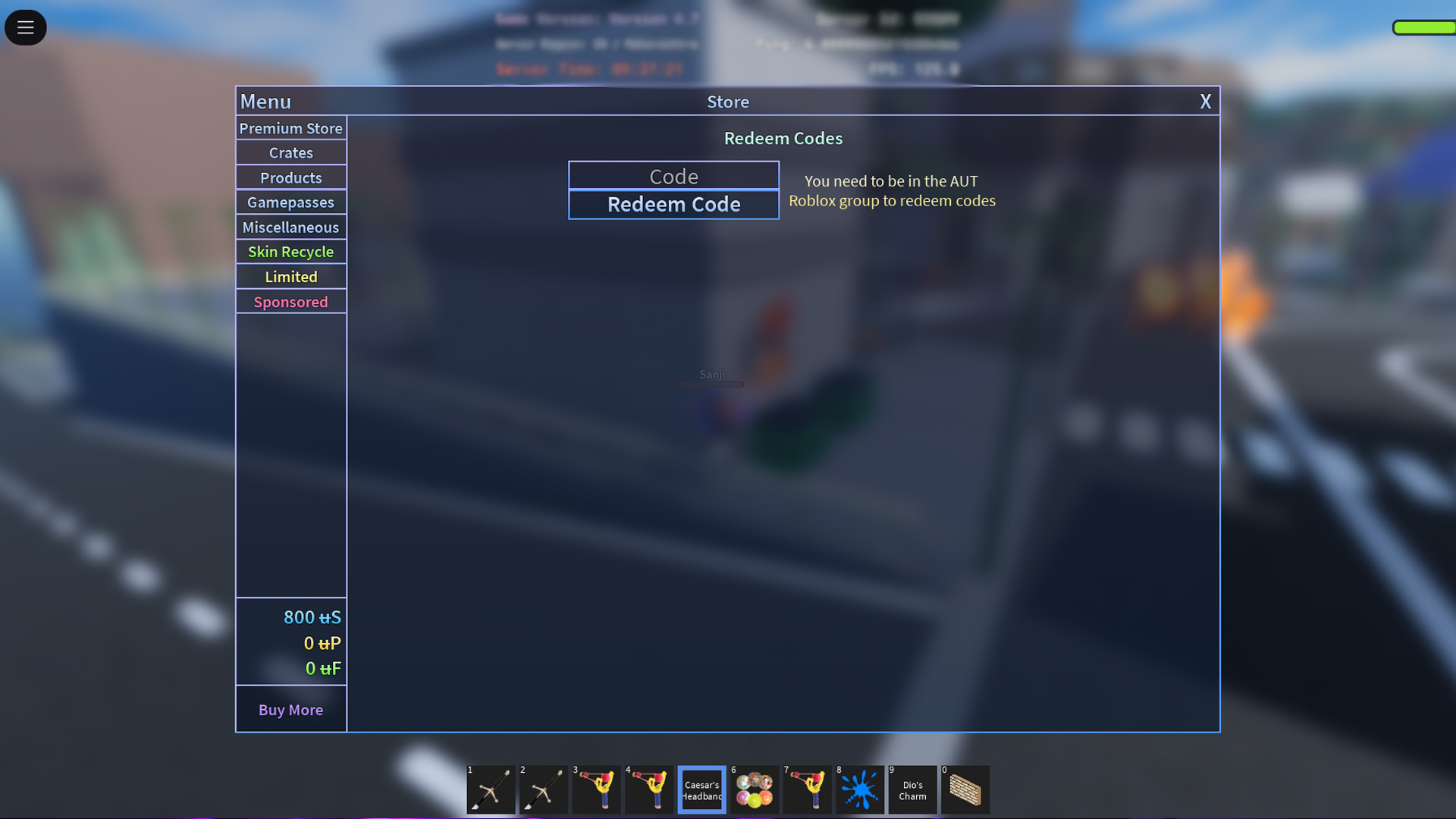 Redeem your codes here (Image via Roblox Corporation)