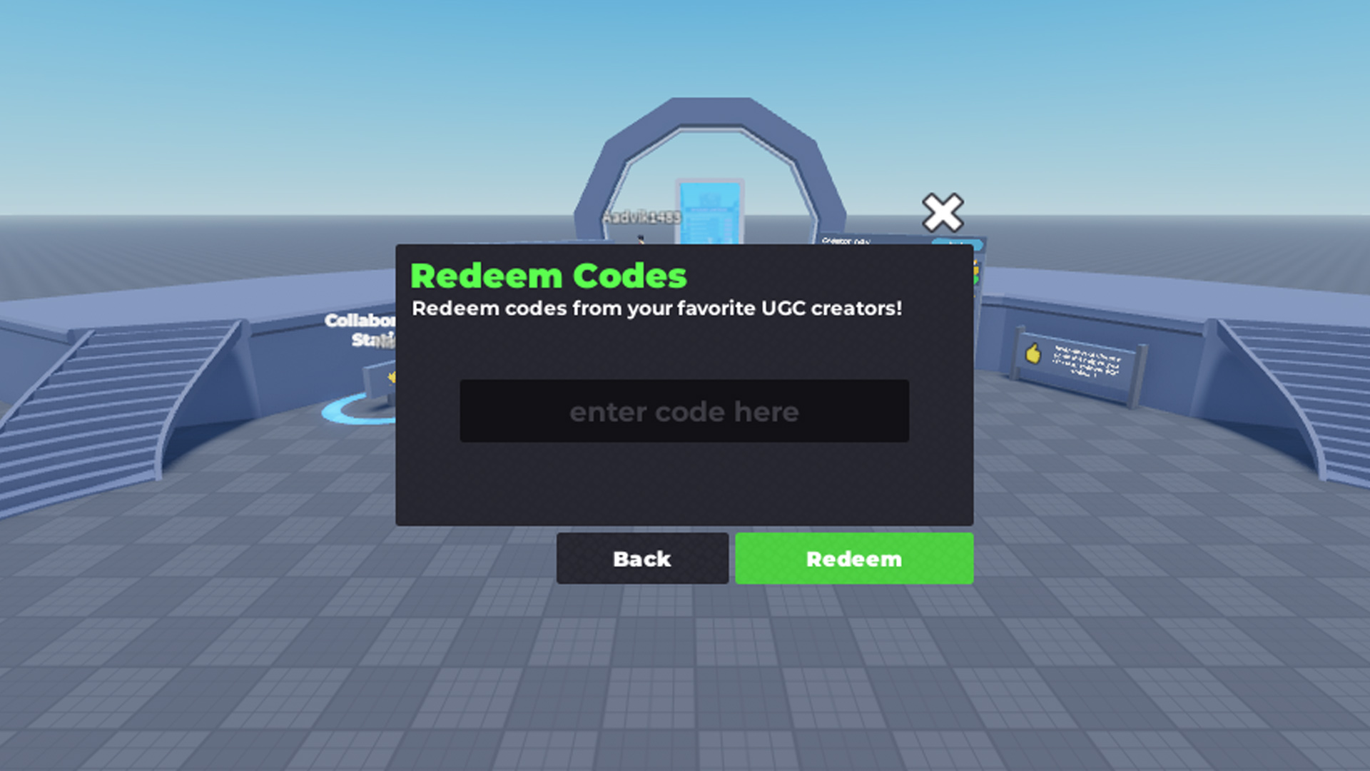 Redeem your codes here (Image via Roblox Corporation)