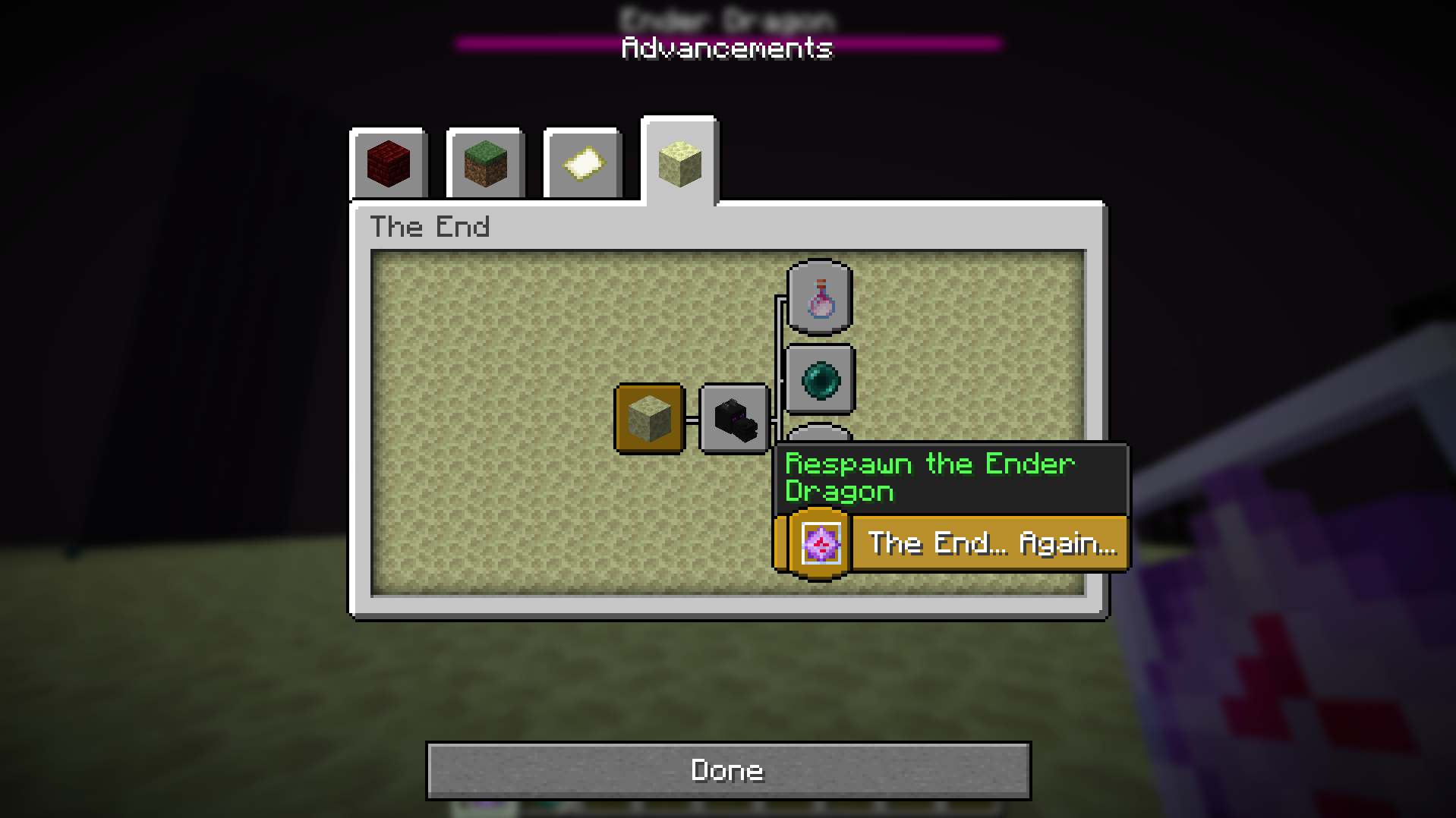 Respawn the Ender Dragon Advancement (Image via Mojang Studios)