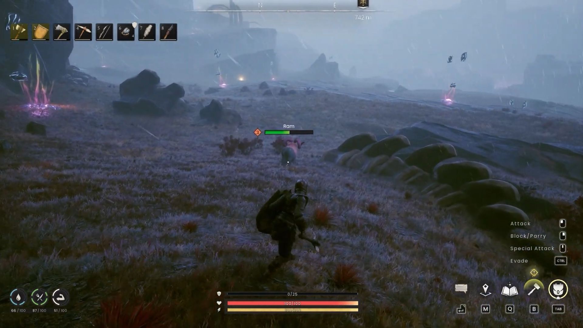 Rams usually appear at the connecting zone of Fractured Plains and Stormtouched Highlands