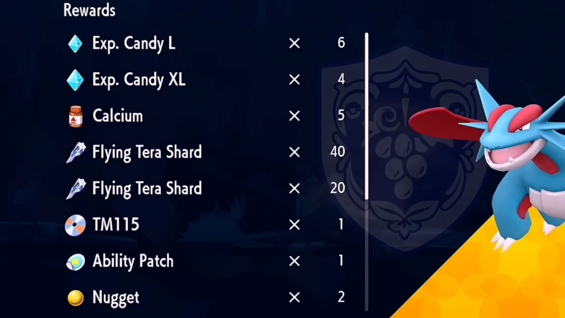 Rewards for catching the 7-star Salamance