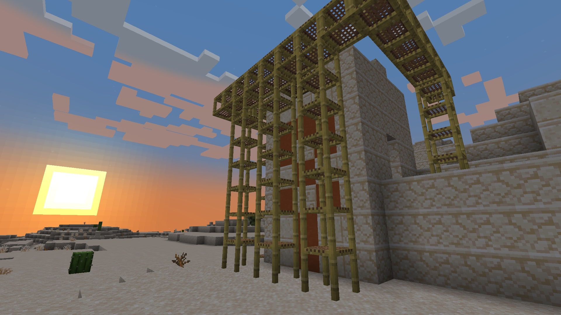 Scaffolding in Minecraft (Image via Mojang Studios)