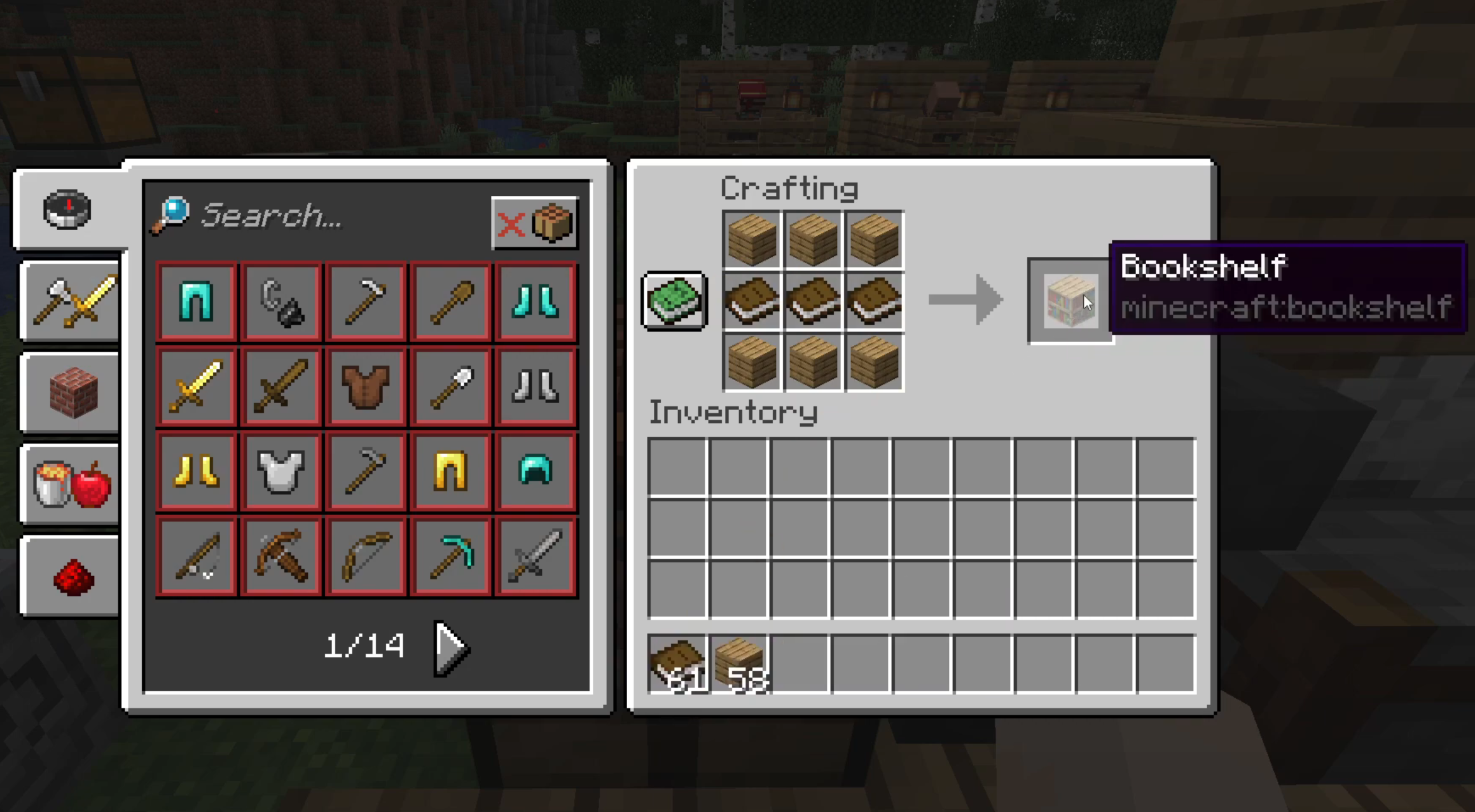 Make a bookshelf in Minecraft
