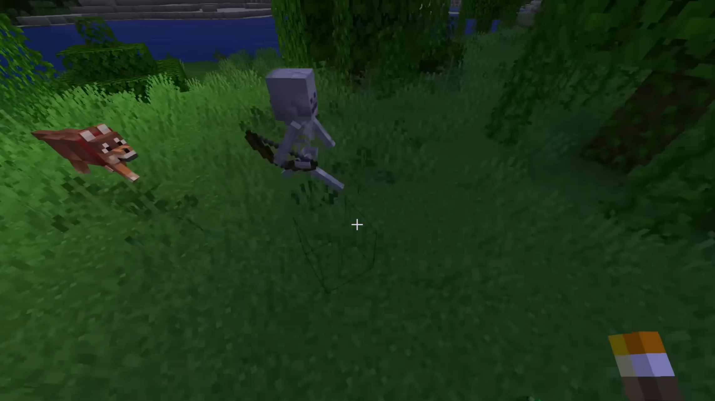 Wolves attack mobs in the game