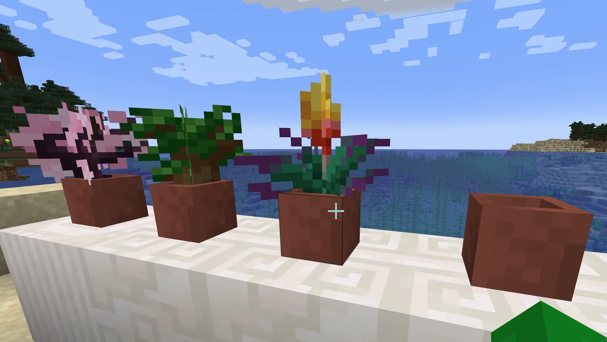 Adding tree saplings and flowers in Flower pots