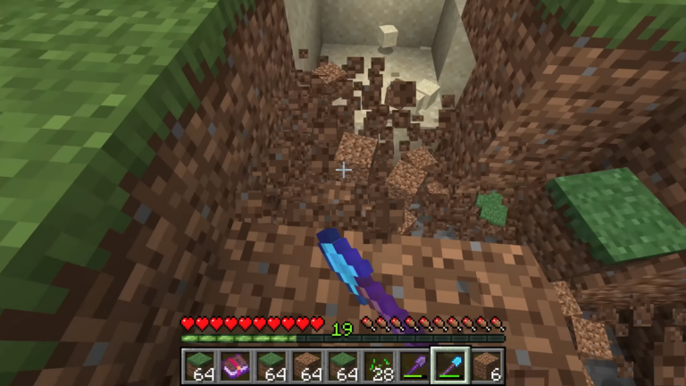 Dig faster with a shovel in Minecraft