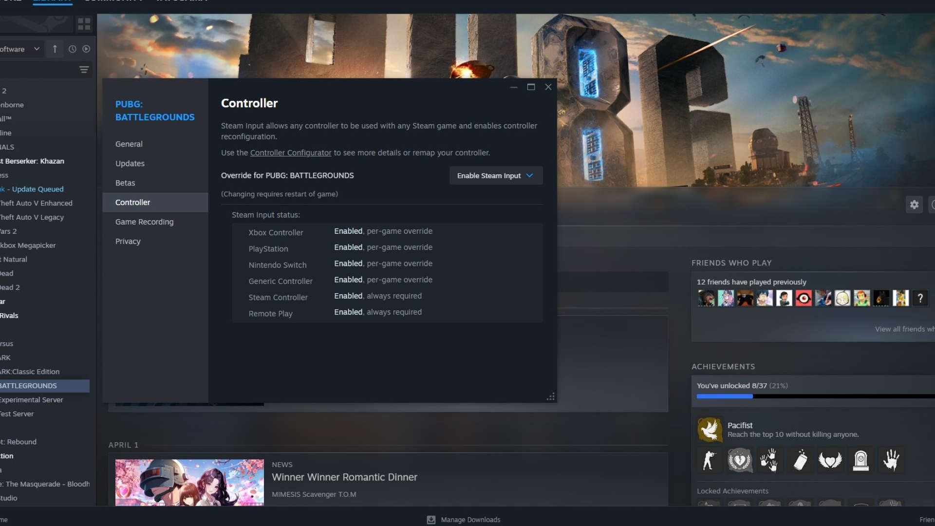 Enable this setting to use a controller in games (Source: Steam)