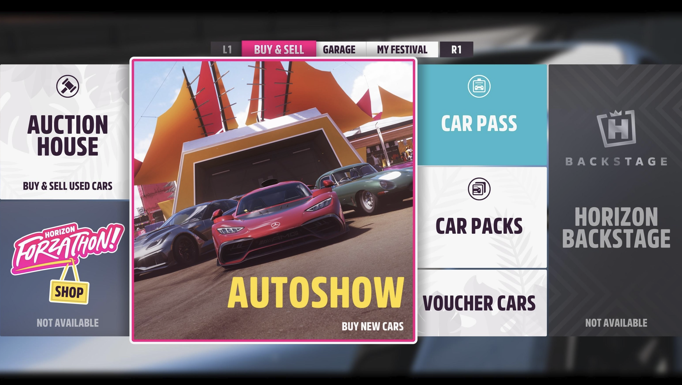 Head to Autoshow option in Forza Horizon 5