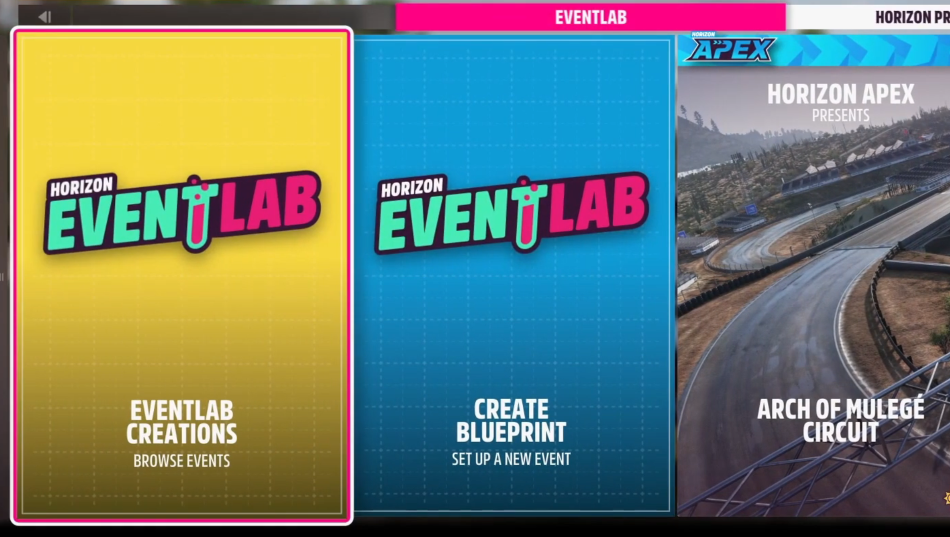 Select Event Lab races