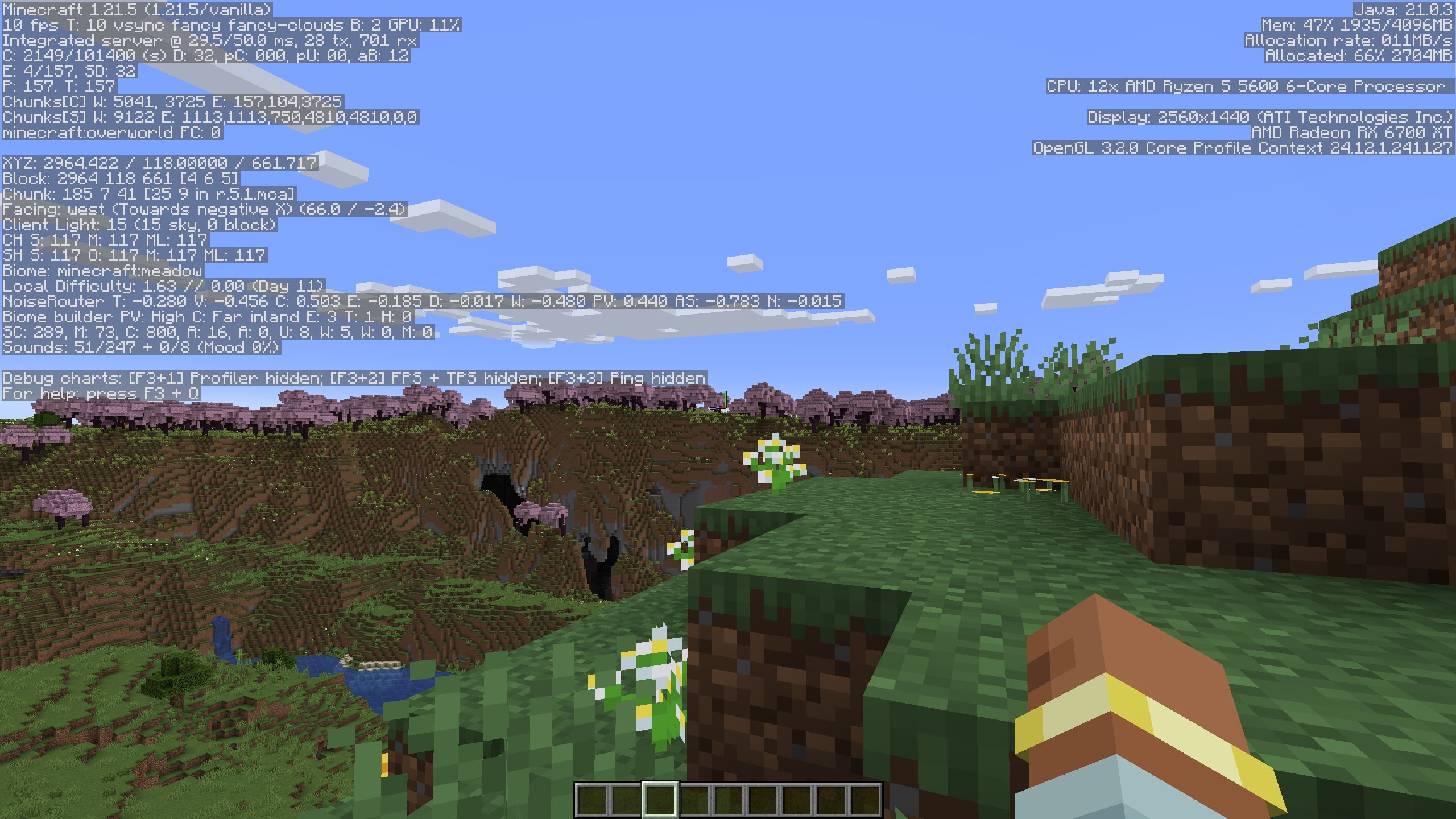 Coordinates in Minecraft (Image via Mojang Studios)