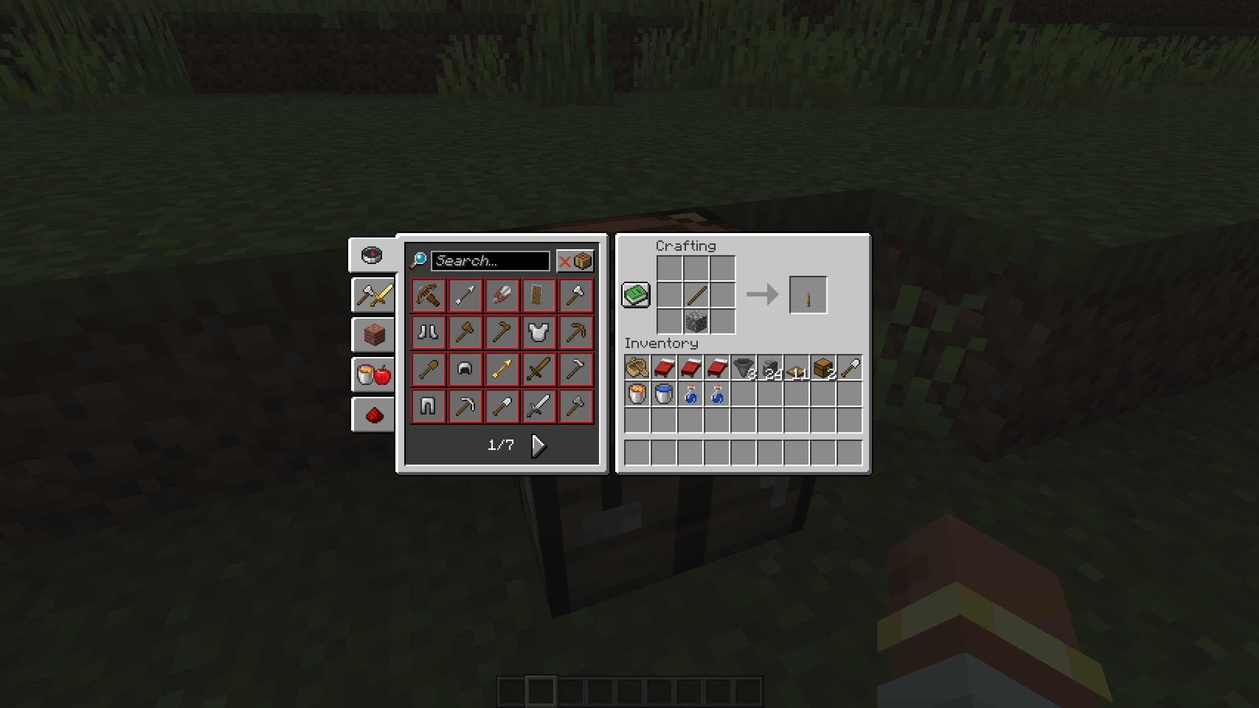 The Lever crafting Recipe in Minecraft (Image via Mojang Studios)