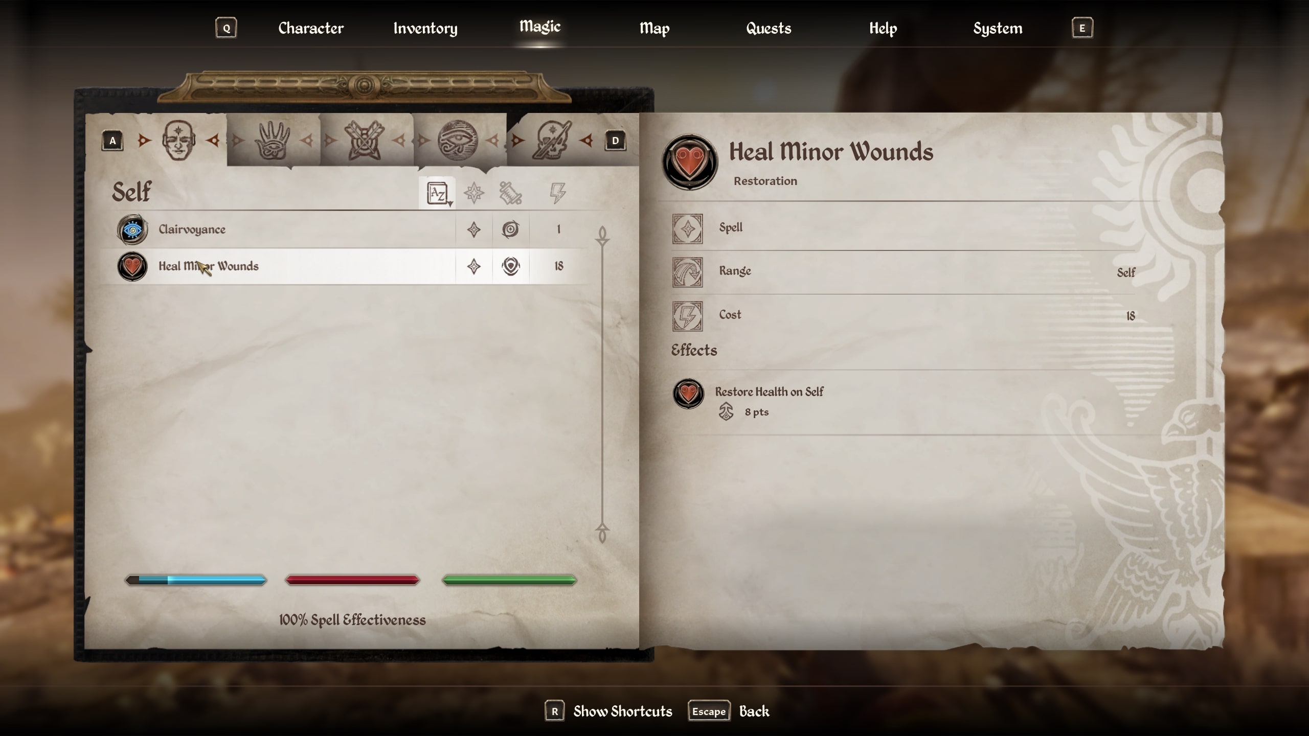 Every class starts with Heal Minor Wounds