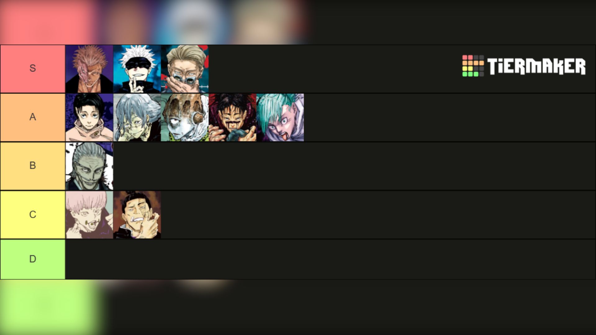 Cursed Techniques Tier List (Image via Tiermaker)