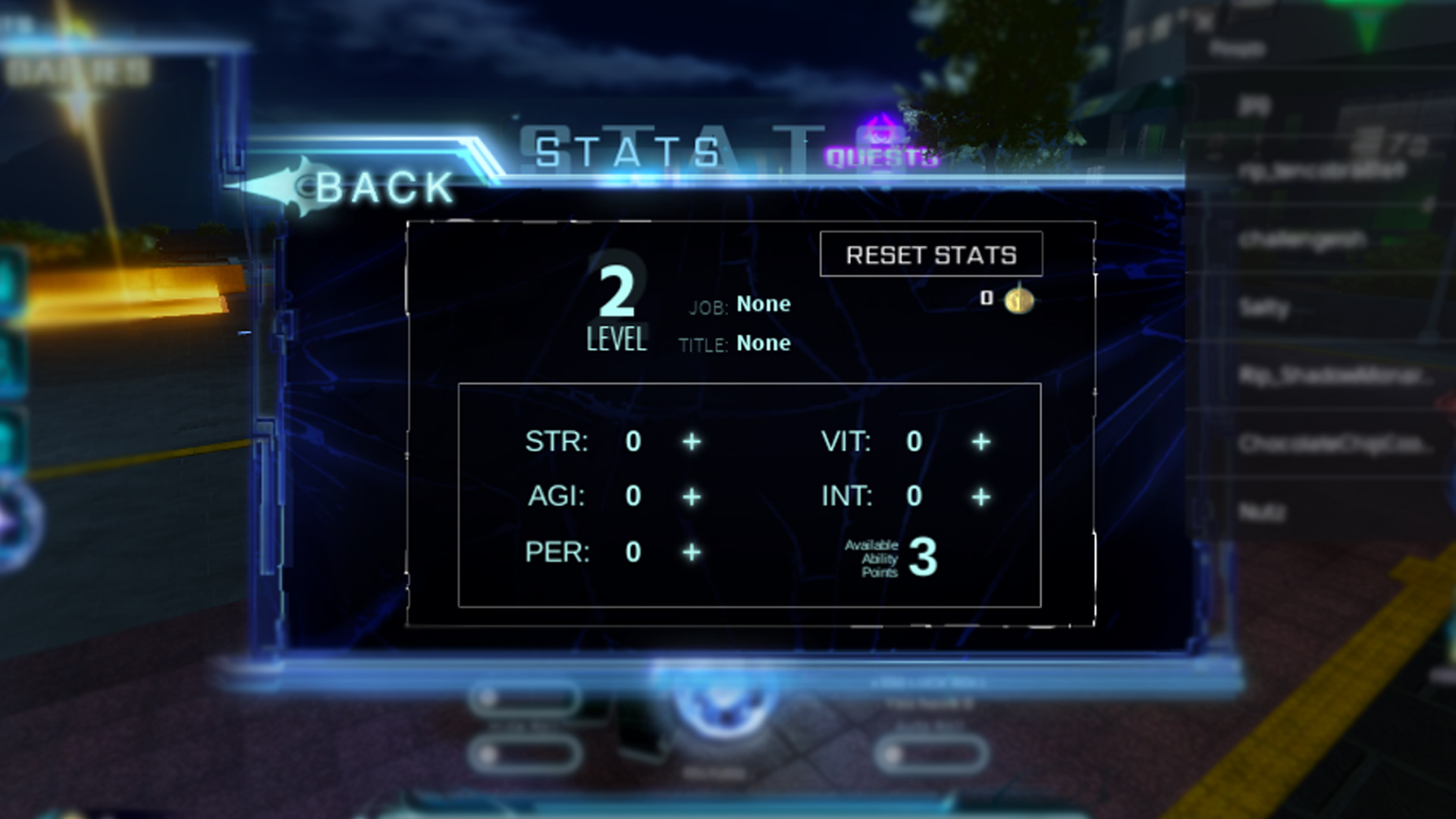 You get three Stat points at the beginning. (Image via Hunters Roblox)