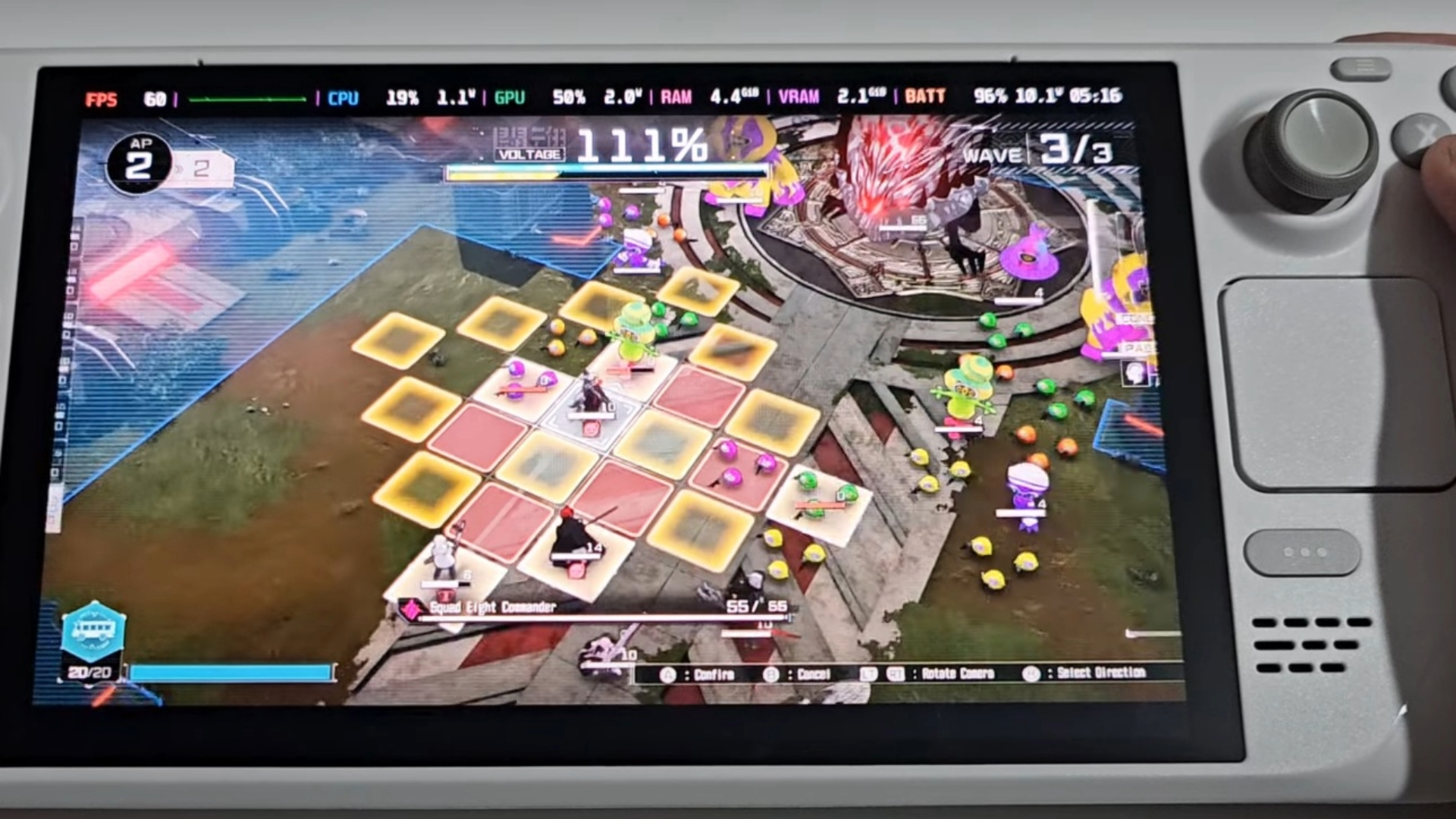 Steam Deck performance during a battle in the game