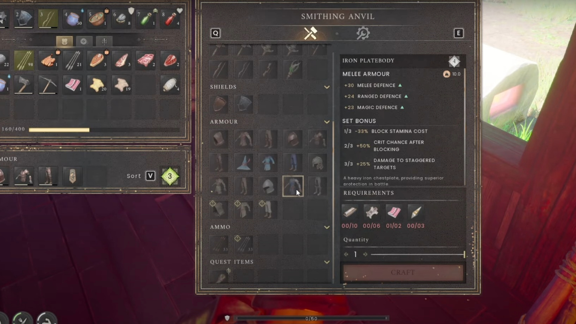 The Iron Platebody Armor requires Padded Cloth