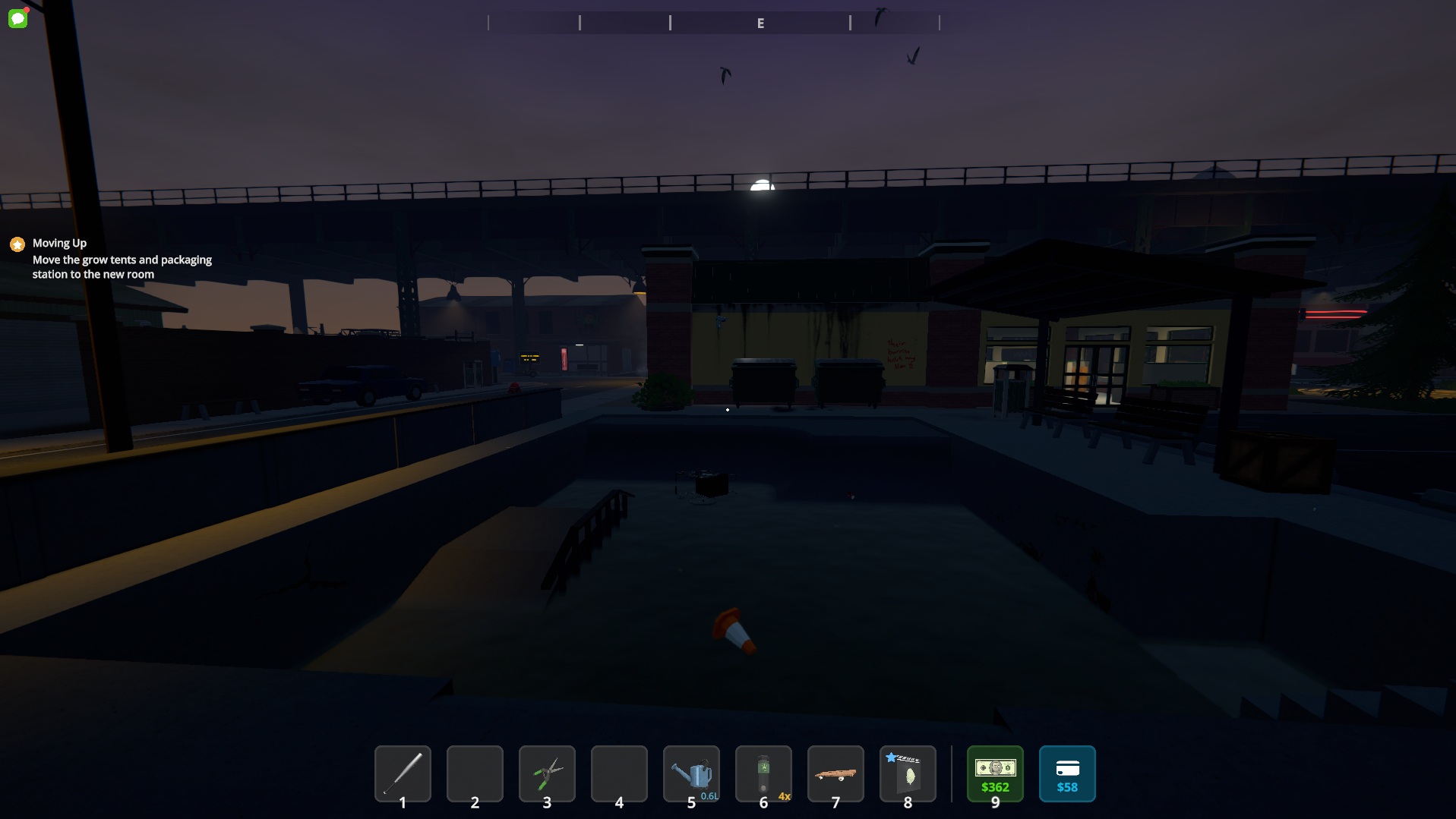 The Skate Park while standing right outside the Motel Office