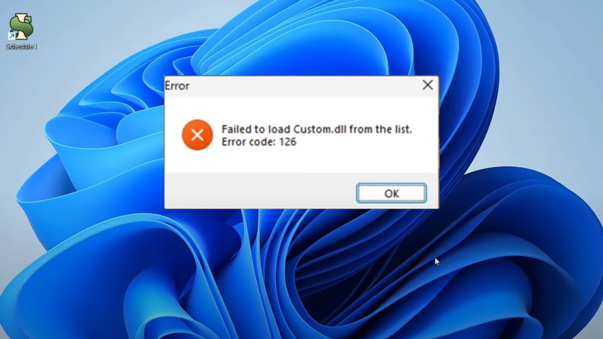 The error message