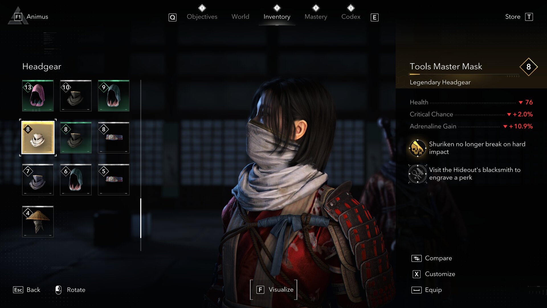 Tools Master Hat in Assassin's Creed Shadows.