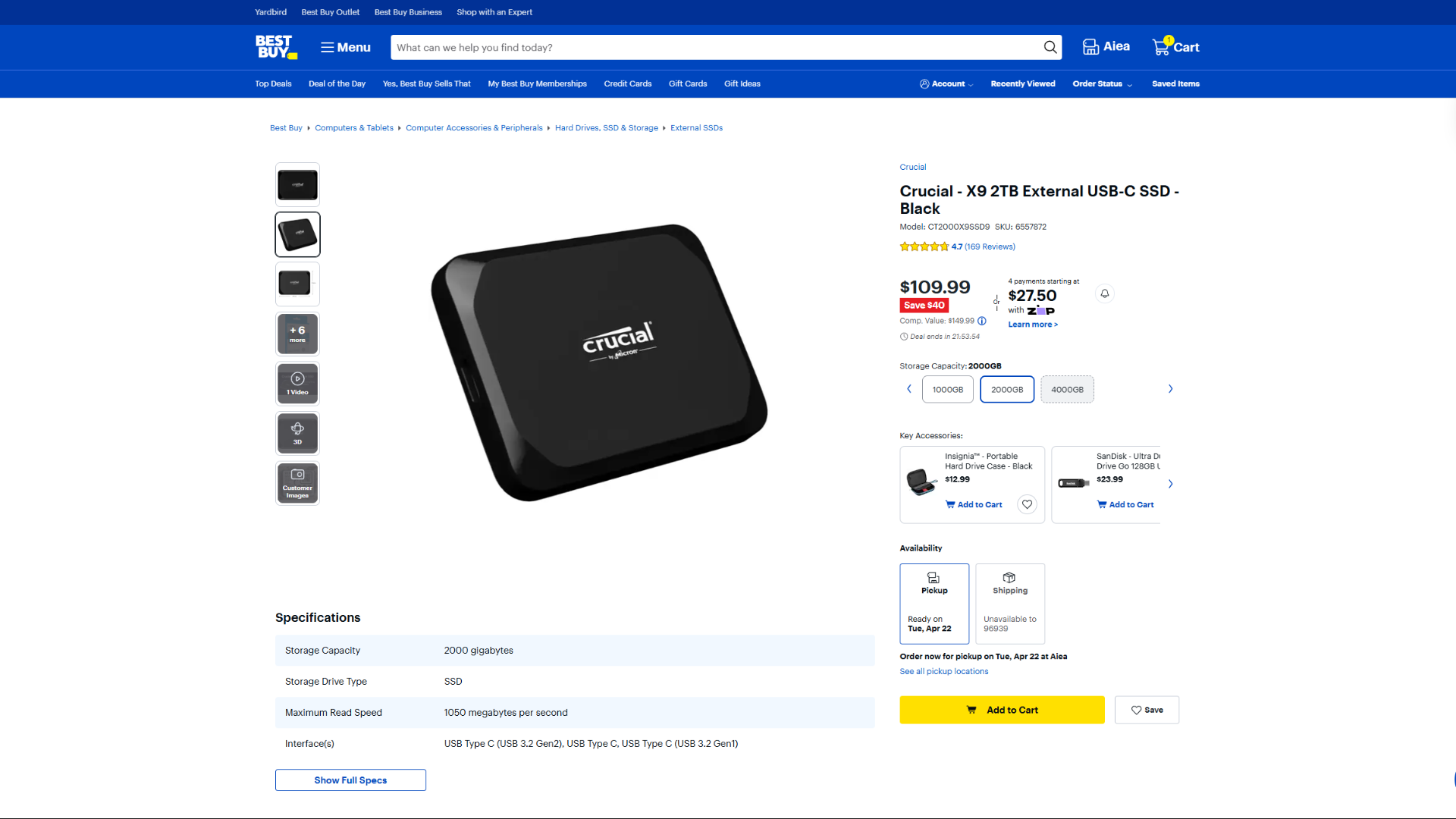 Crucial X9 2TB SSD Deal