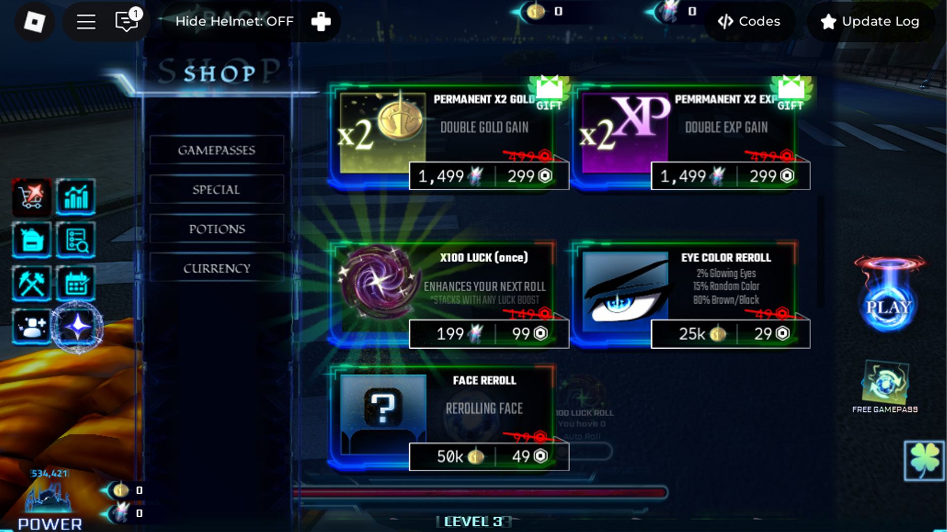 Use Crystals in the shop (Image via Roblox Corporation)